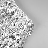 tassel sequin black corset maxi dress