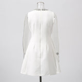 alyssa Round neck diamond sleeveless dress in white