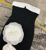 Makala 3d Flower Fishtail Maxi Bandage Dress in black