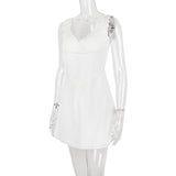 WHITE PIN TUCK MINI DRESS