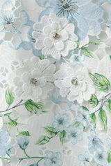 hazel Floral Printed Lace Mini Dress in sky blue