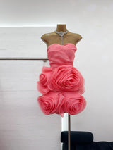 georgia Appliquéd organza coral mini dress