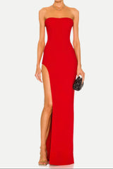 Tube Slit strapless Gown in red