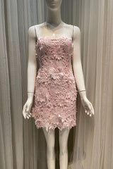 FREDA FLORAL LACE MINI DRESS IN PINK