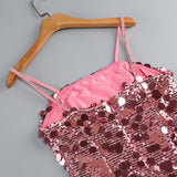 virginia Strappy Sequin Embellished Mini Dress in pink