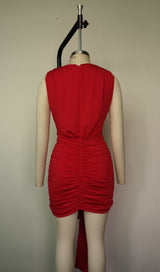 DEEP V NECK RUCHED MINI DRESS