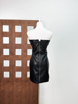 arlene Plush Cut Strapless mini Dress in black - zebra