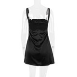 BLACK SATIN MINI DRESS