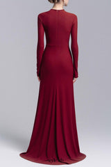 hedwig rose embellished gathered sheath gown in red