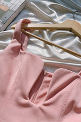 slit bonded crepe gown in pink