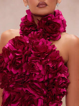 flower bandage midi dress in hot pink