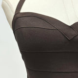 chocolate halter bodycon midi bandage dress