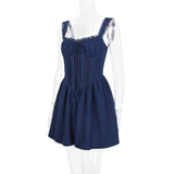 LACE CORSET MINI DRESS IN WHITE