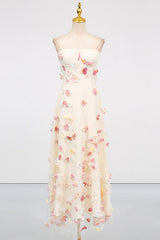 Off-Shoulder Embroidered Maxi Dress in apricot