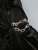 velvet crystal embellished maxi dress in black