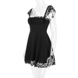 SATIN LACE MINI DRESS