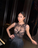 nude ombre black under-bust corset mini skirt set