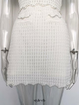 angela ruffle trim Pearl beaded knit sweater