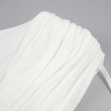 long sleeve draped cowl neck maxi dress in white