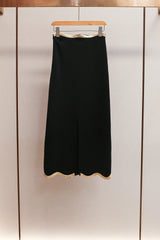 black Long knitted skirt with chain detail