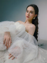 winni strapless mesh mini dress in white