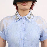 daisy Crystal embellished Midi Dress in blue