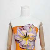 suzanne Appliqué Floral Bustier Maxi Dress in orange