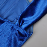 josephine off-shoulder velvet sash gown in blue