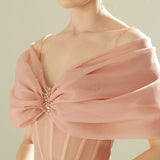 VENUS PINK OFF-SHOULDER MESH PANEL A-LINE MINI DRESS