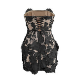 jessica floral embroidery Mini Dress in black