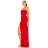Tube Slit strapless Gown in red