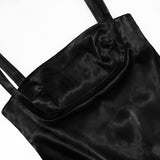 BLACK SATIN MINI DRESS