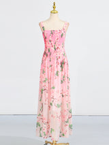 xaviera pleated silk chiffon gown in pink