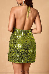 patricia Halter Mini Dress in Green