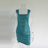 philipppa Sequin pleated Mini Dress in blue