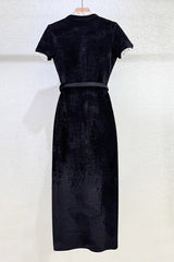 kama Black Chenille Knit Midi Dress