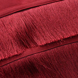 tassel bandage lace bodycon midi dress in burgundy