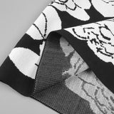 knit floral jacquard midi pencil cardigan skirt set