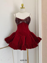 evangeline sequin embellished mini dress in red