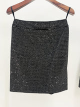 PATCHWORK RHINESTONE SKIRT IN BLACK