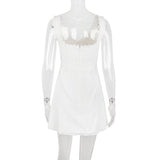 WHITE PIN TUCK MINI DRESS