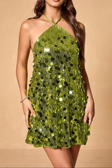 patricia Halter Mini Dress in Green