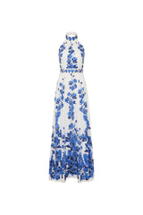 ashley orchid print maxi dress in white