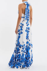 ashley orchid print maxi dress in white