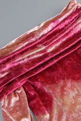 donna pink Off-shoulder Print Velvet long sleeve Midi Dress