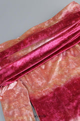 donna pink Off-shoulder Print Velvet long sleeve Midi Dress