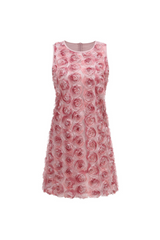 Sleeveless Flower Mini Dress In Pink
