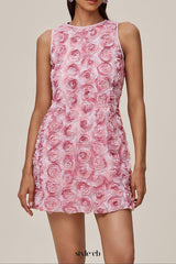 Sleeveless Flower Mini Dress In Pink
