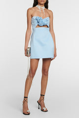 light blue strapless mini dress