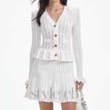 URSULA WHITE KNIT PEPLUM MINI DRESS